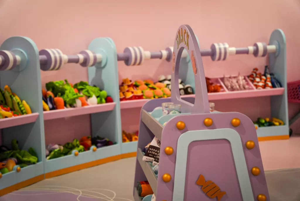 The pretend café, supermarket and fire station of UFOREA's Mini Town zone
