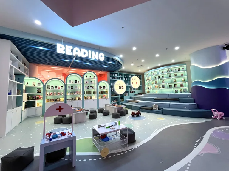 The reading and pretend-play area inside UFOREA Penang