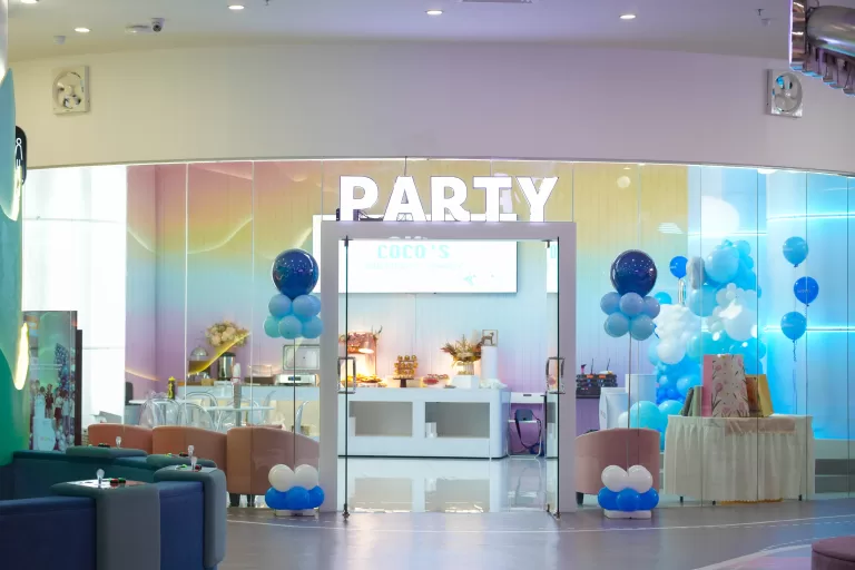 A themed birthday party setup in UFOREA Penang's private Party Zone